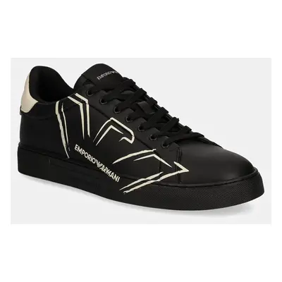 Kožené sneakers boty Emporio Armani černá barva, X4X598 XD431 U166