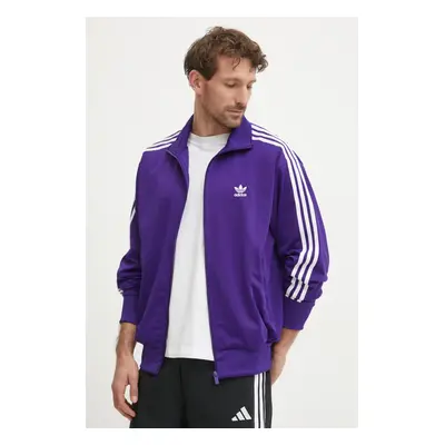 Mikina adidas Originals Firebird Tracktop pánská, fialová barva, vzorovaná, IY9897