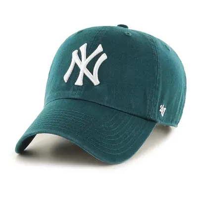 Bavlněná baseballová čepice 47 brand MLB New York Yankees zelená barva, s aplikací, B-RGW17GWS-P