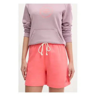 Bavlněné šortky New Balance dámské, oranžová barva, hladké, high waist, WS41508DTR