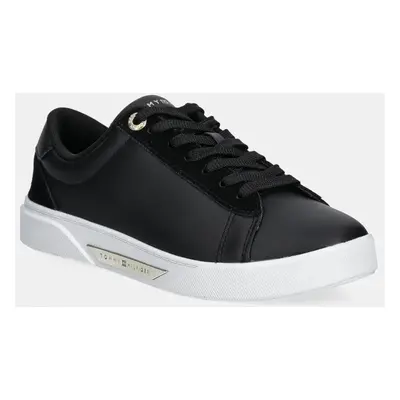 Kožené sneakers boty Tommy Hilfiger CHIC COURT SNEAKER černá barva, FW0FW08123