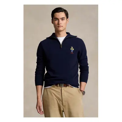 Vlněný svetr Polo Ralph Lauren pánský, modrá barva, hřejivý, 710946002