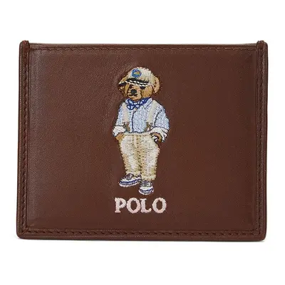 Kožená peněženka Polo Ralph Lauren hnědá barva, 405952097