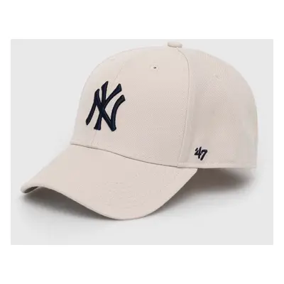 Dětská baseballová čepice 47brand MLB New York Yankees béžová barva, s aplikací, BMVP17WBV