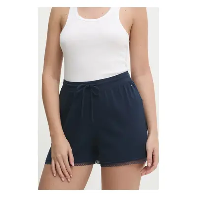 Kraťasy Tommy Hilfiger dámské, tmavomodrá barva, hladké, medium waist, UW0UW05798