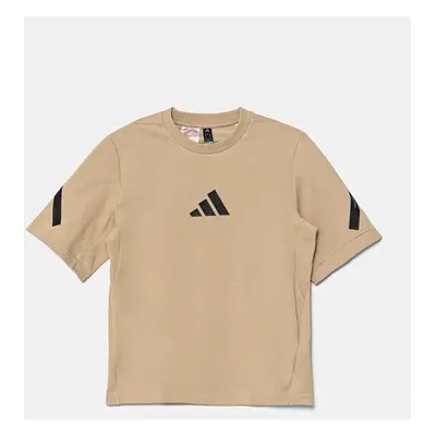 Dětské tričko adidas J ZNE TEE béžová barva, s potiskem, JF2498