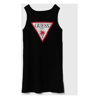 Dětské bavlněné šaty Guess černá barva, mini