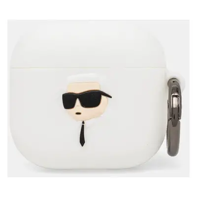 Pouzdro na airpod Karl Lagerfeld AirPods 4 bílá barva, KLA4RUNIKH