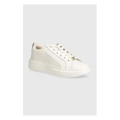 Kožené sneakers boty BOSS Amber bílá barva, 50522947