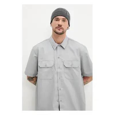 Košile Dickies pánská, šedá barva, regular, s klasickým límcem