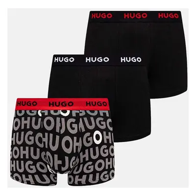 Boxerky HUGO 3-pack pánské, černá barva, 50517894