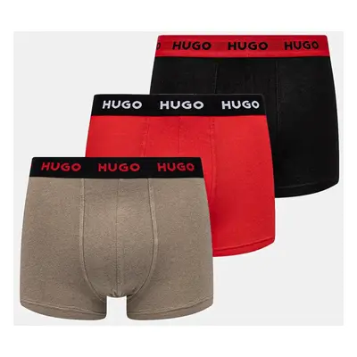 Boxerky HUGO 3-pack pánské, černá barva, 50532611