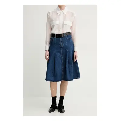 Džínová sukně Levi's PLEATED MIDI SKIRT tmavomodrá barva, midi, áčková, 001VN