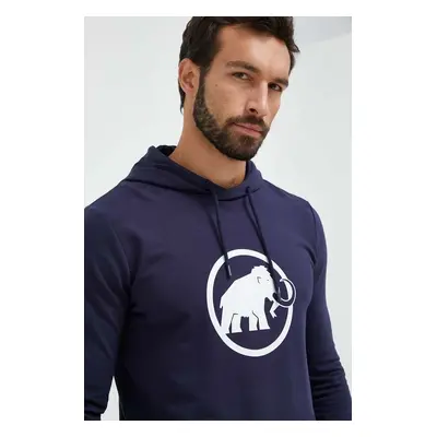 Tepláková mikina Mammut ML Hoody Classic tmavomodrá barva, s kapucí, s potiskem