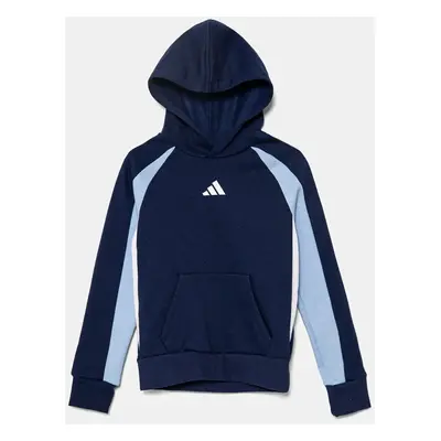 Dětská mikina adidas tmavomodrá barva, s kapucí, vzorovaná, JI6229