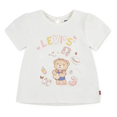 Kojenecké tričko Levi's LIV SS SMOCKED SLV TEE béžová barva, 1EM401