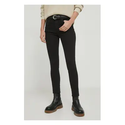 Džíny Pepe Jeans SKINNY JEANS HW SPARKLE dámské, černá barva, PL204606