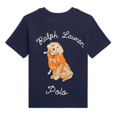 Dětské bavlněné tričko Polo Ralph Lauren tmavomodrá barva, s potiskem, 322964136001