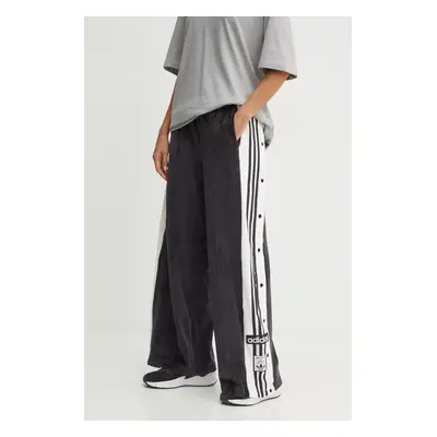 Kalhoty adidas Originals Adibreak Velour Track Pant dámské, černá barva, vzorované, IW5586