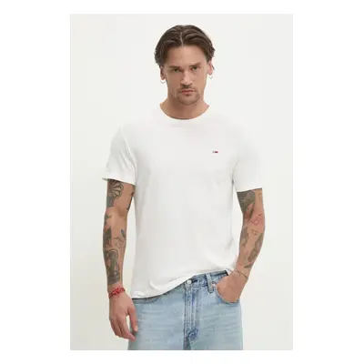 Bavlněné tričko Tommy Jeans 3-pack bílá barva, DM0DM21579