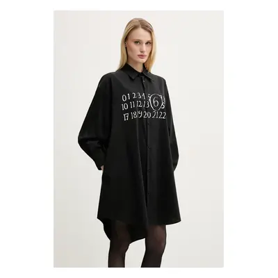 Šaty MM6 Maison Margiela černá barva, mini, oversize, S52CT0788.M35043