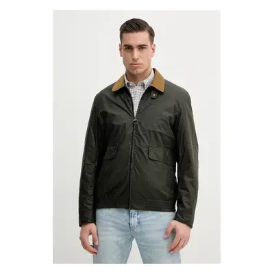 Bavlněná bunda Barbour Newbury Wax Jacket zelená barva, MWX2449