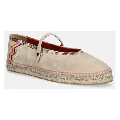 Semišové espadrilky Missoni Lola béžová barva, MWB012_005