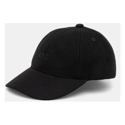 Vlněná kšiltovka A.P.C. casquette charlie černá barva, WOARV.M24069