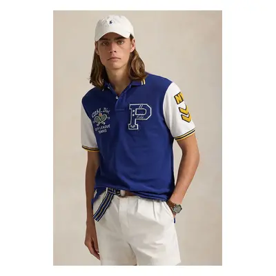 Bavlněné polo tričko Polo Ralph Lauren tmavomodrá barva, s potiskem, 710964978