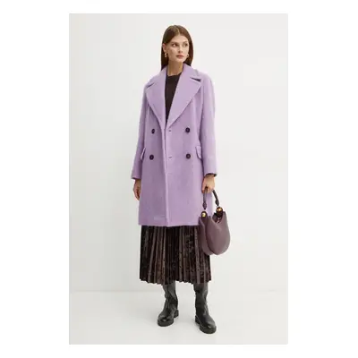 Vlněný kabát Weekend Max Mara fialová barva, přechodný, oversize, 2425016032600