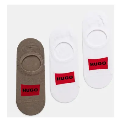 Ponožky HUGO 3-pack pánské, béžová barva