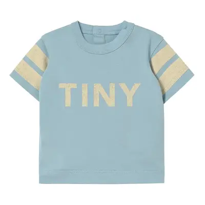 Bavlněné dětské tričko Tinycottons STRIPES LOGO BABY TEE modrá barva, s potiskem, SS25-141