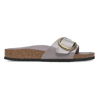 Kožené pantofle Birkenstock Madrid Hammered Big Buckle dámské, fialová barva, 1029843