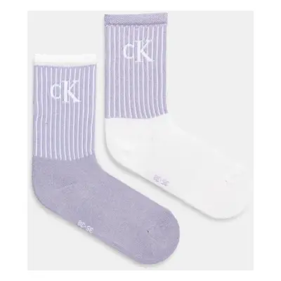 Ponožky Calvin Klein Jeans 2-pack dámské, fialová barva, 701229467