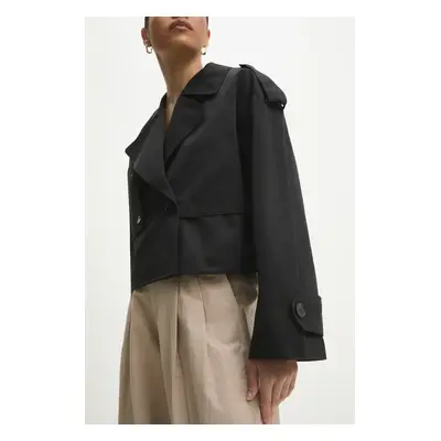 Trench kabát Answear Lab dámský, černá barva, přechodný, oversize