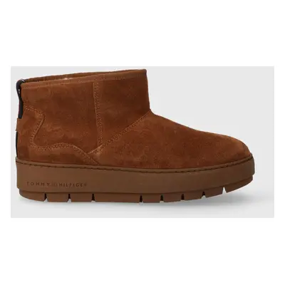 Semišové sněhule Tommy Hilfiger COOL SUEDE SNOWBOOT hnědá barva, FW0FW07662