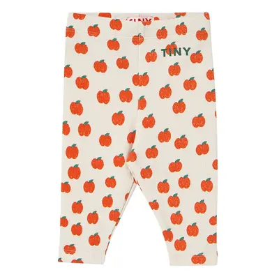 Kojenecké legíny Tinycottons APPLES BABY RIB PANT béžová barva, s potiskem, SS25-348