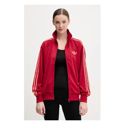 Mikina adidas Originals Firebird dámská, červená barva, s aplikací, JP2295