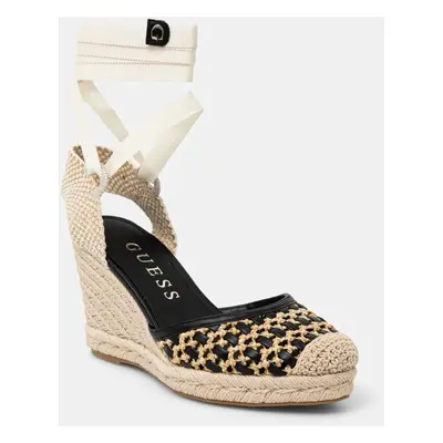 Espadrilky Guess CYRENAM černá barva, na klínku, FLJNAM FAB04