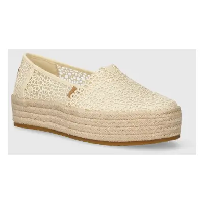 Espadrilky Toms Valencia béžová barva, na platformě, 10020691