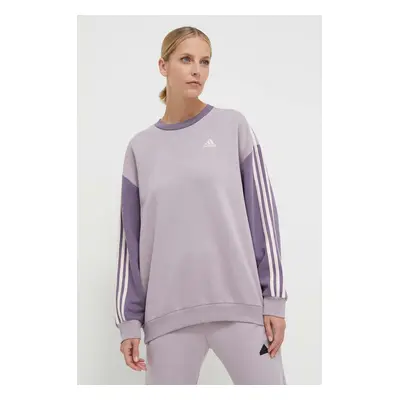 Mikina adidas dámská, fialová barva, vzorovaná, IR6137