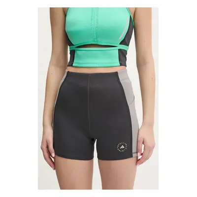 Kraťasy adidas by Stella McCartney dámské, šedá barva, vzorované, high waist, JG1057