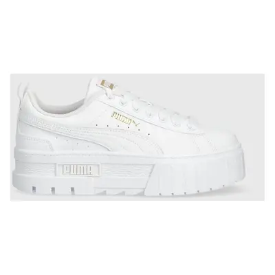 Dětské kožené sneakers boty Puma Mayze Lth Jr bílá barva