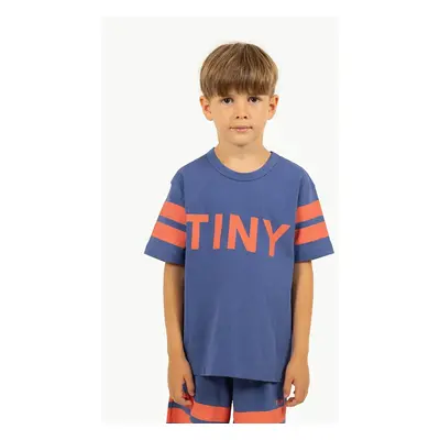 Dětské bavlněné tričko Tinycottons STRIPES LOGO TEE tmavomodrá barva, s potiskem, SS25-137