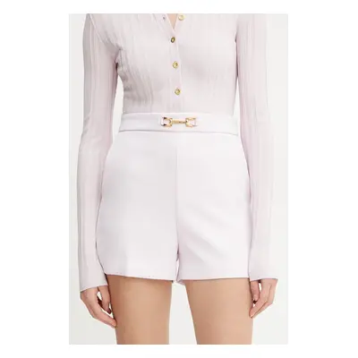 Kraťasy Elisabetta Franchi dámské, růžová barva, hladké, high waist, SH00751E2