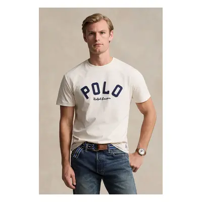 Bavlněné tričko Polo Ralph Lauren béžová barva, s aplikací, 710952043