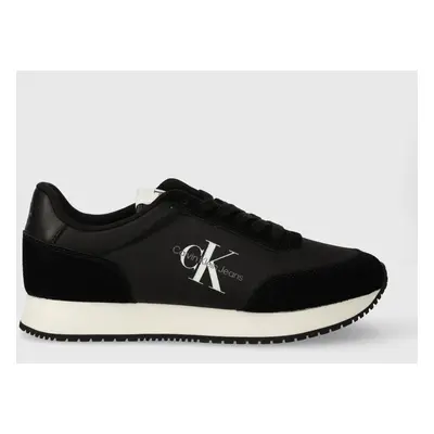 Sneakers boty Calvin Klein Jeans RETRO RUNNER LOW LACE NY ML černá barva, YW0YW01326