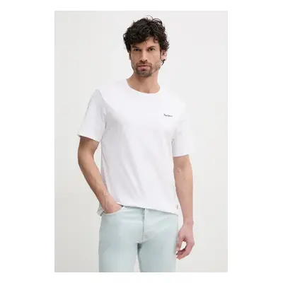 Bavlněné tričko Pepe Jeans BACK CLAG bílá barva, s aplikací, PM509921