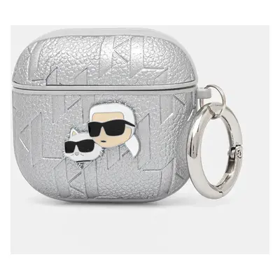 Pouzdro na airpod Karl Lagerfeld AirPods 4 stříbrná barva, KLA4PGKCPS