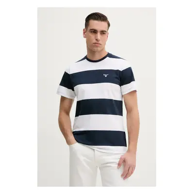 Bavlněné tričko Barbour Whalton Stripe T-Shirt tmavomodrá barva, MTS1255